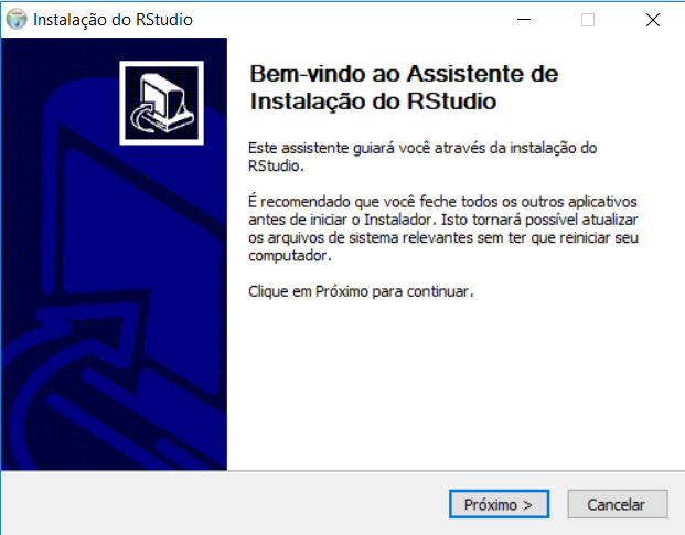 Assistente de instalação RStudio